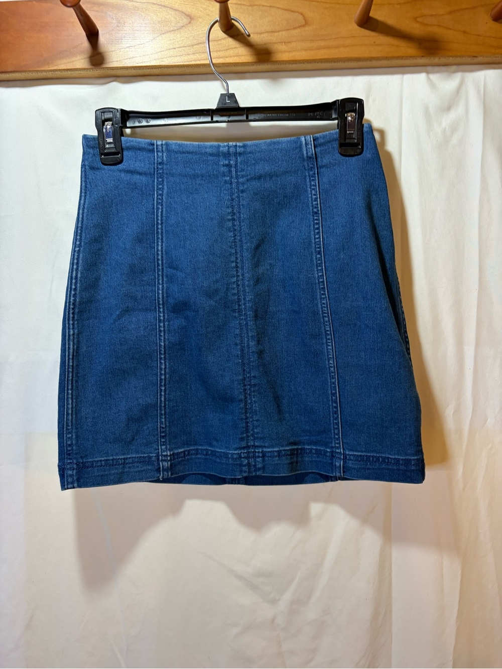 Free People Women’s Blue Denim Mini Skirt Zips in Back